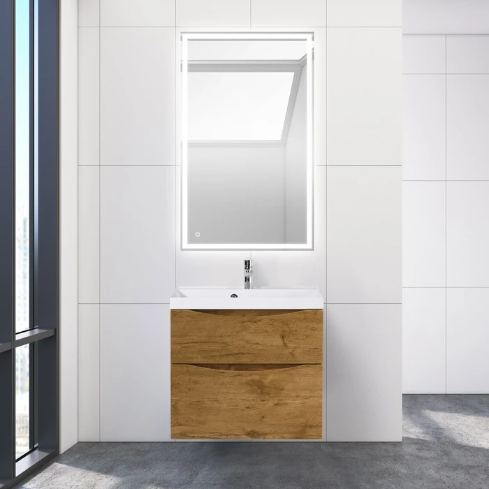 Тумба с раковиной подвесная BelBagno МАРИНА (MARINO) 60 Rovere Nature, раковина белая MARINO-H60-600-2C-SO-RN-P;BB600/450-LV-MR-AST