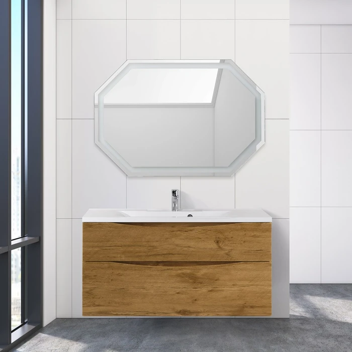 Тумба с раковиной подвесная BelBagno МАРИНА (MARINO) 120 Rovere Nature, раковина белая MARINO-H60-1200-2C-SO-RN-P;BB1200/450-LV-MR-PR