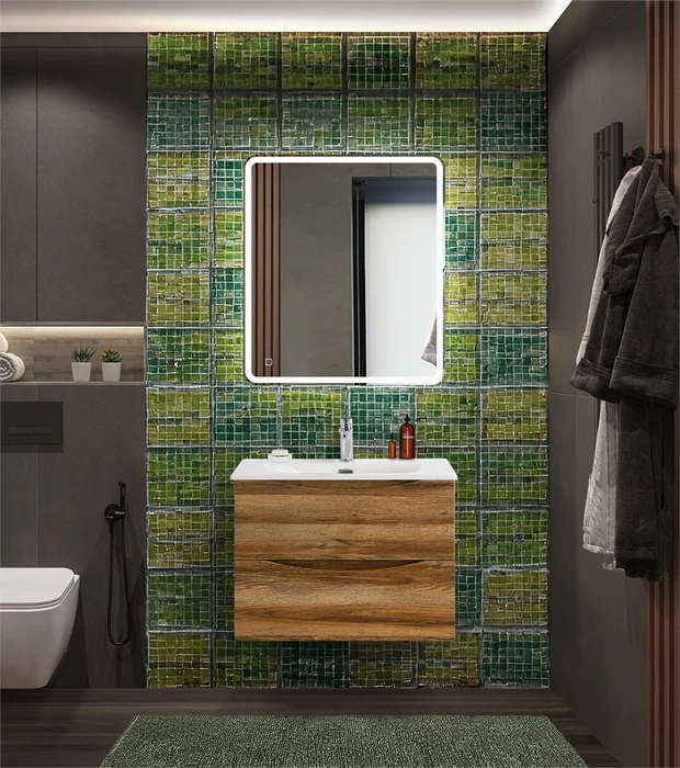Тумба с раковиной подвесная BelBagno МАРИНА (MARINO) 70 Rovere Rustico, раковина белая MARINO-CER-N-700-2C-SO-RR-P;BB-8099-70