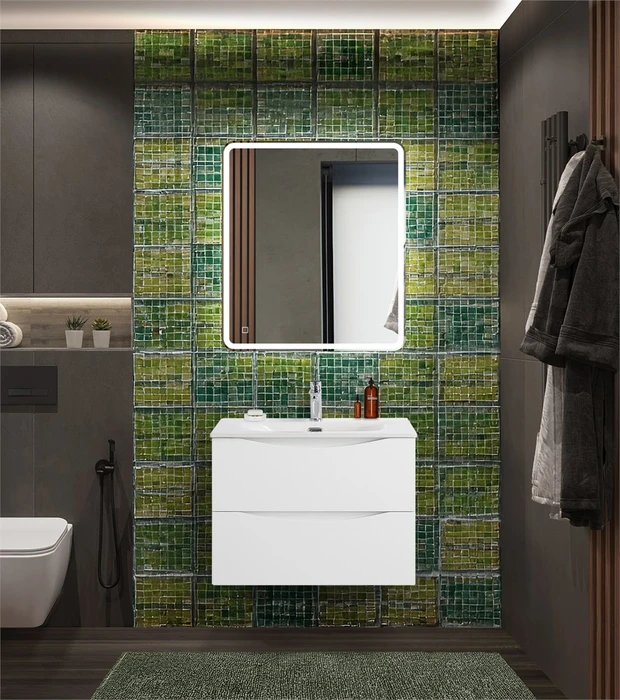 Тумба с раковиной подвесная BelBagno МАРИНА (MARINO) 70 Bianco Opaco, раковина белая MARINO-CER-N-700-2C-SO-BO-P;BB-8099-70