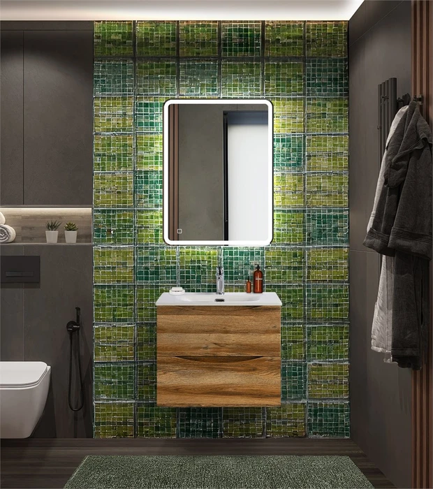 Тумба с раковиной подвесная BelBagno МАРИНА (MARINO) 60 Rovere Rustico, раковина белая MARINO-CER-N-600-2C-SO-RR-P;BB-8099-60