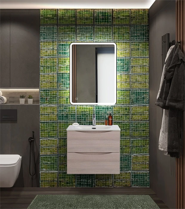 Тумба с раковиной подвесная BelBagno МАРИНА (MARINO) 60 Rovere Grigio, раковина белая MARINO-CER-N-600-2C-SO-RG-P;BB-8099-60