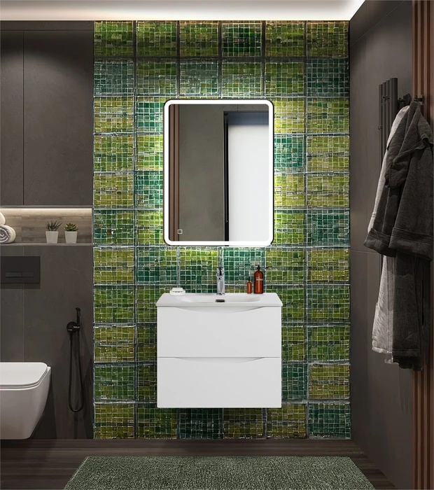 Тумба с раковиной подвесная BelBagno МАРИНА (MARINO) 60 Bianco Opaco, раковина белая MARINO-CER-N-600-2C-SO-BO-P;BB-8099-60