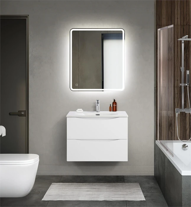 Тумба с раковиной подвесная BelBagno МАРИНА (MARINO) 70 Bianco Lucido, раковина белая MARINO-CER-MINI-700-2C-SO-BL-P;BB-8099-3-70