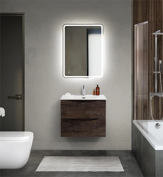 Тумба с раковиной подвесная BelBagno МАРИНА (MARINO) 60 Rovere Nature Grigio, раковина белая MARINO-CER-MINI-600-2C-SO-RNG-P;BB-8099-3-60