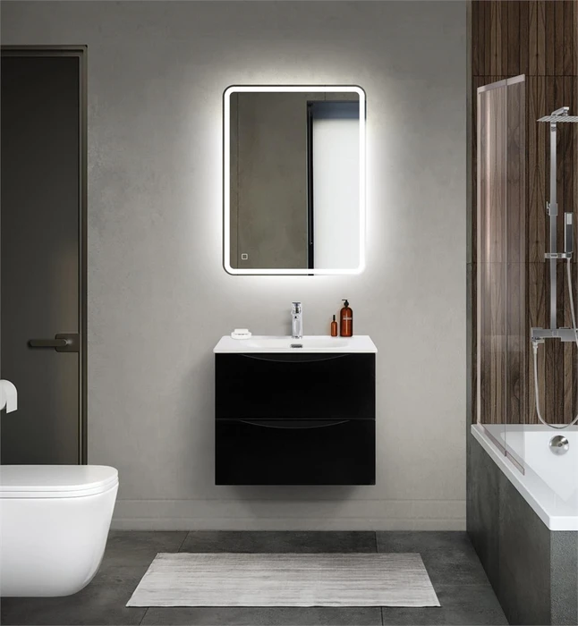 Тумба с раковиной подвесная BelBagno МАРИНА (MARINO) 60 Nero Lucido, раковина белая MARINO-CER-MINI-600-2C-SO-NL-P;BB-8099-3-60