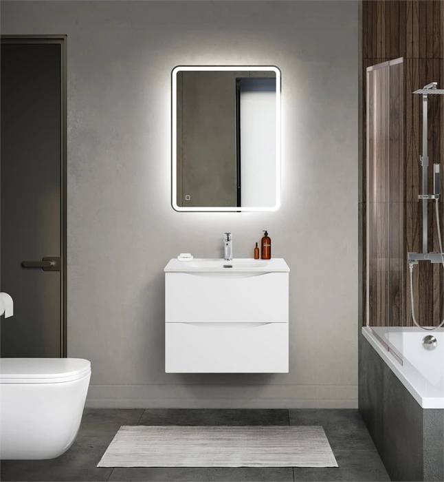 Тумба с раковиной подвесная BelBagno МАРИНА (MARINO) 60 Bianco Opaco, раковина белая MARINO-CER-MINI-600-2C-SO-BO-P;BB-8099-3-60