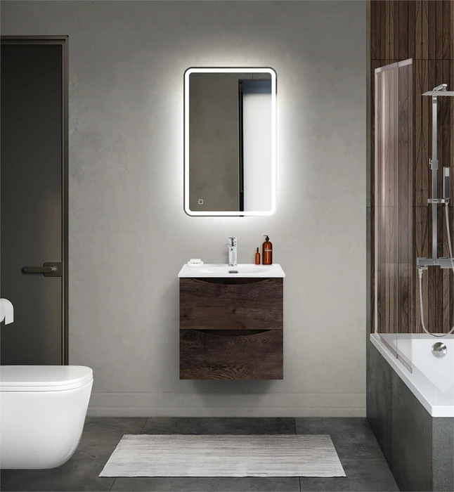 Тумба с раковиной подвесная BelBagno МАРИНА (MARINO) 50 Rovere Nature Grigio, раковина белая MARINO-CER-MINI-500-2C-SO-RNG-P;BB-8099-3-50
