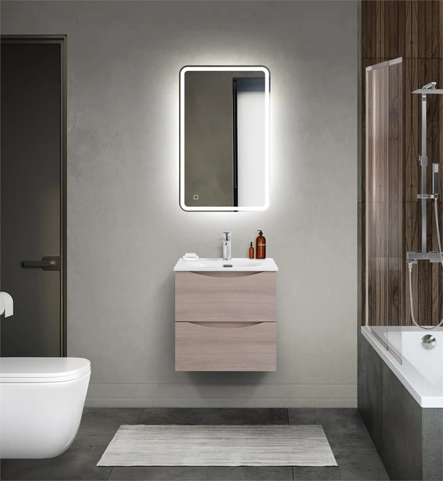 Тумба с раковиной подвесная BelBagno МАРИНА (MARINO) 50 Rovere Grigio, раковина белая MARINO-CER-MINI-500-2C-SO-RG-P;BB-8099-3-50