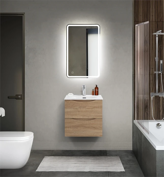 Тумба с раковиной подвесная BelBagno МАРИНА (MARINO) 50 Rovere Bianco, раковина белая MARINO-CER-MINI-500-2C-SO-WO-P;BB-8099-3-50