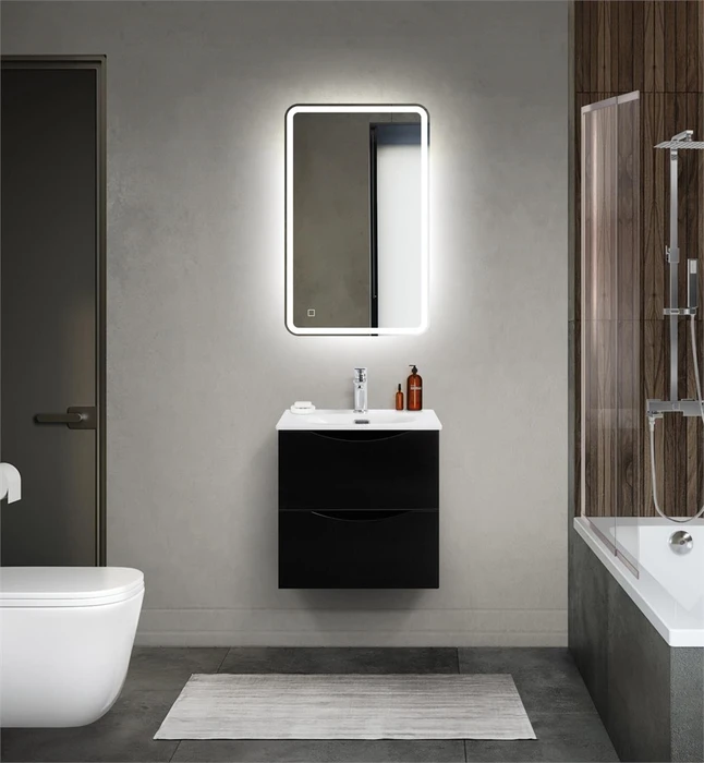 Тумба с раковиной подвесная BelBagno МАРИНА (MARINO) 50 Nero Lucido, раковина белая MARINO-CER-MINI-500-2C-SO-NL-P;BB-8099-3-50