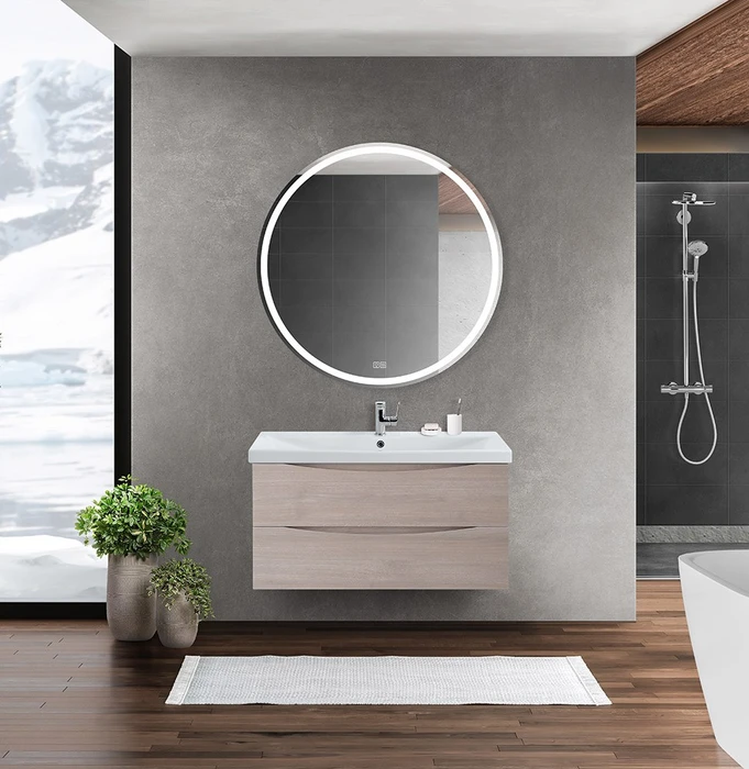 Тумба с раковиной подвесная BelBagno МАРИНА (MARINO) 90 Rovere Grigio, раковина белая MARINO-CER-900-2C-SO-RG-P;BB-0323-90-LVB