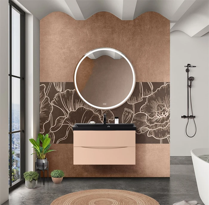 Тумба с раковиной подвесная BelBagno МАРИНА (MARINO) 80 Crema Opaco, раковина чёрная MARINO-800-2C-SO-CO-P;BB800/450-LV-ART-AST-NERO
