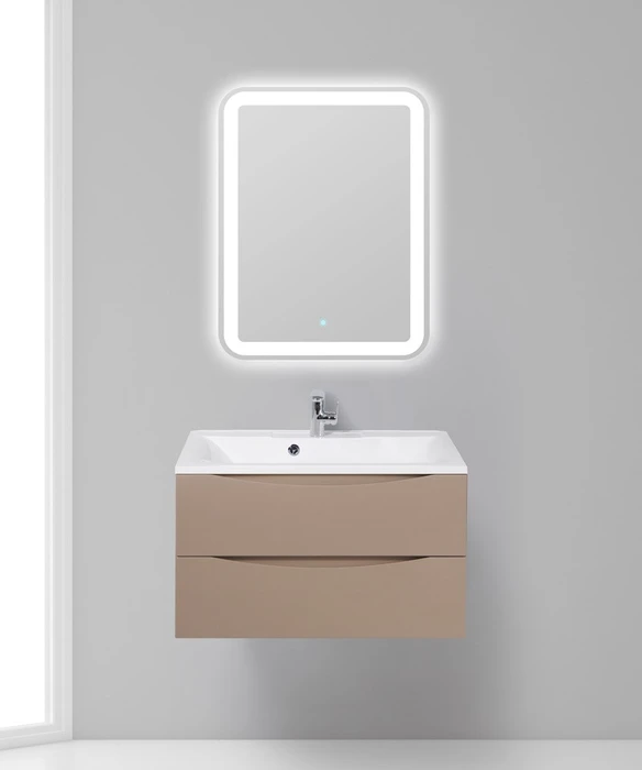 Тумба с раковиной подвесная BelBagno МАРИНА (MARINO) 80 Cappuccino Lucido, раковина белая MARINO-800-2C-SO-CL-P;BB800/450-LV-MR-AST
