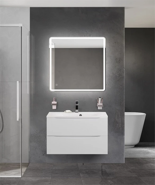 Тумба с раковиной подвесная BelBagno МАРИНА (MARINO) 80 Bianco Opaco, раковина белая BB800/450-LV-MR-FT MARINO-800-2C-SO-BO-P;BB800/450-LV-MR-FT