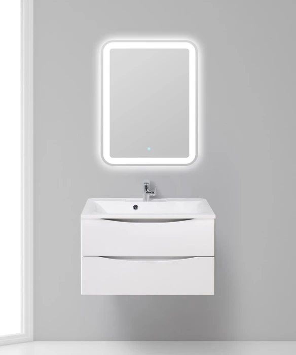 Тумба с раковиной подвесная BelBagno МАРИНА (MARINO) 80 Bianco Opaco, раковина белая MARINO-800-2C-SO-BO-P;BB800/450-LV-MR-AST