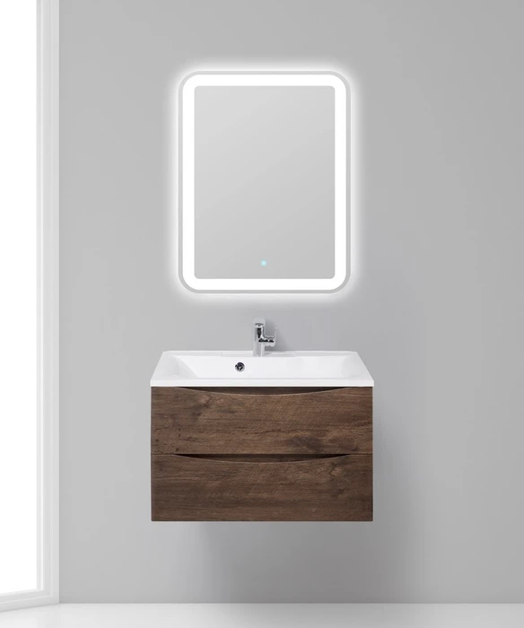 Тумба с раковиной подвесная BelBagno МАРИНА (MARINO) 75 Rovere Moro, раковина белая MARINO-750-2C-SO-RW-P;BB750/450-LV-MR-PR