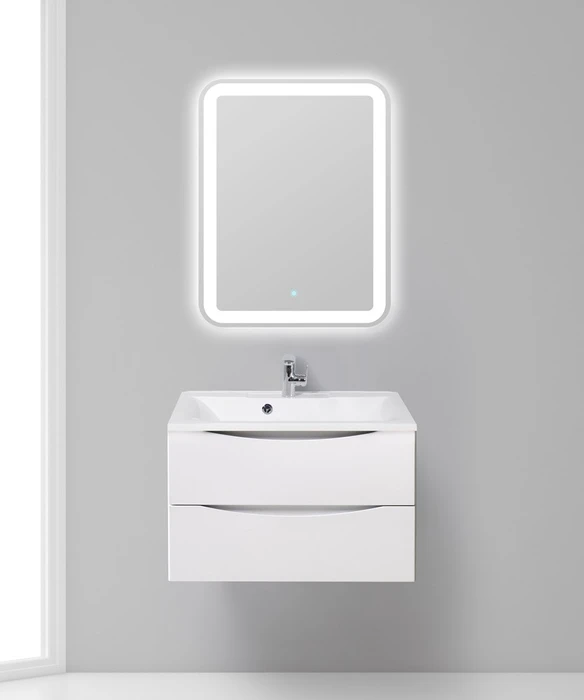 Тумба с раковиной подвесная BelBagno МАРИНА (MARINO) 75 Bianco Opaco, раковина белая MARINO-750-2C-SO-BO-P;BB750/450-LV-MR-PR