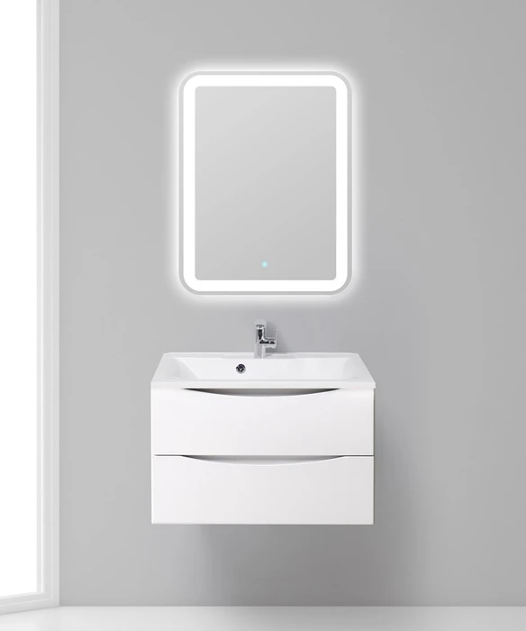 Тумба с раковиной подвесная BelBagno МАРИНА (MARINO) 75 Bianco Lucido, раковина белая MARINO-750-2C-SO-BL-P;BB750/450-LV-MR-PR