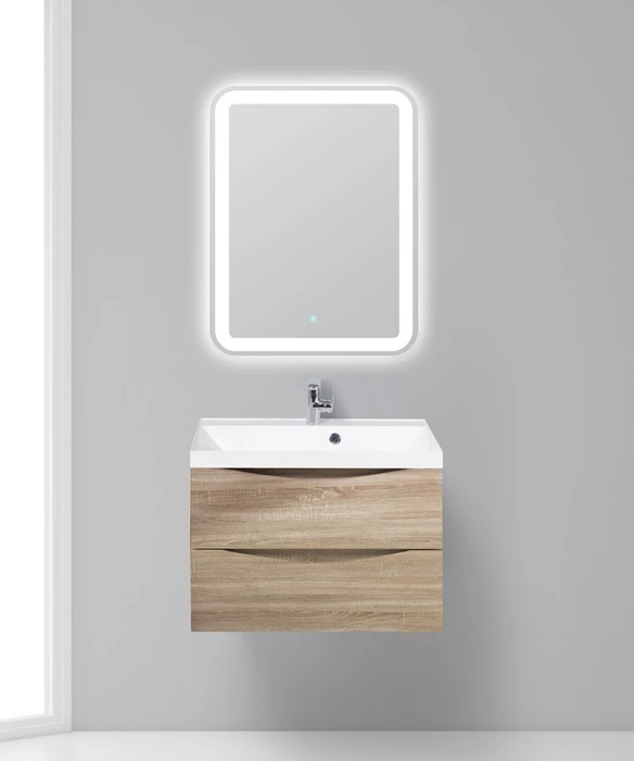 Тумба с раковиной подвесная BelBagno МАРИНА (MARINO) 70 Rovere Bianco, раковина белая MARINO-700-2C-SO-WO-P;BB700/450-LV-MR-AST