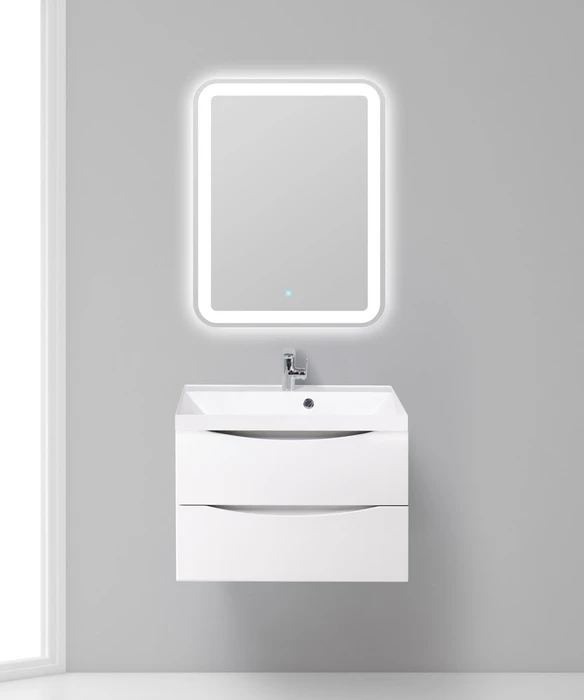 Тумба с раковиной подвесная BelBagno МАРИНА (MARINO) 70 Bianco Lucido, раковина белая MARINO-700-2C-SO-BL-P;BB700/450-LV-MR-AST