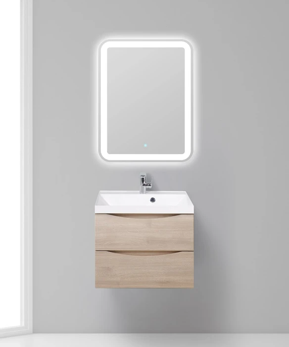 Тумба с раковиной подвесная BelBagno МАРИНА (MARINO) 60 Rovere Grigio, раковина белая MARINO-600-2C-SO-RG-P;BB600/450-LV-MR-AST
