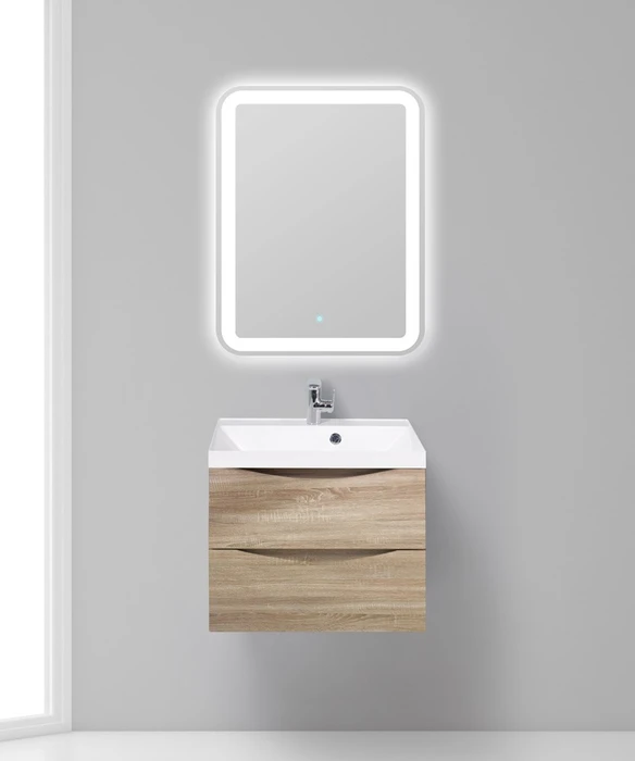 Тумба с раковиной подвесная BelBagno МАРИНА (MARINO) 60 Rovere Bianco, раковина белая MARINO-600-2C-SO-WO-P;BB600/450-LV-MR-AST
