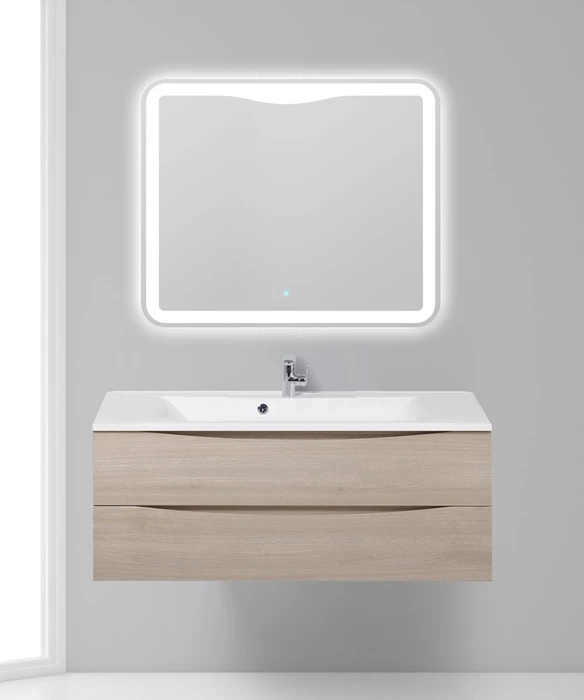 Тумба с раковиной подвесная BelBagno МАРИНА (MARINO) 110 Rovere Grigio, раковина белая MARINO-1100-2C-SO-RG-P;BB1100/450-LV-MR-PR