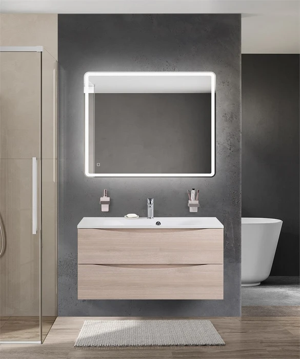 Тумба с раковиной подвесная BelBagno МАРИНА (MARINO) 100 Rovere Grigio, раковина белая BB1000/450-LV-MR-FT MARINO-1000-2C-SO-RG-P;BB1000/450-LV-MR-FT