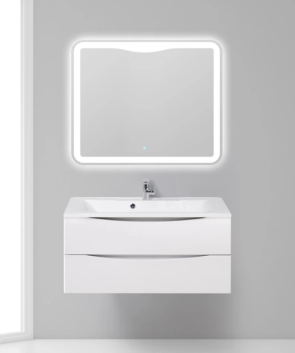 Тумба с раковиной подвесная BelBagno МАРИНА (MARINO) 100 Bianco Opaco, раковина белая MARINO-1000-2C-SO-BO-P;BB1000/445-LV-MR-PR