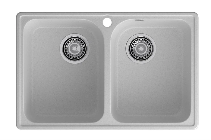 GranFest QUARZ (ECO-15) Мойка 2 чаши 740*480 (серый) 15 серый