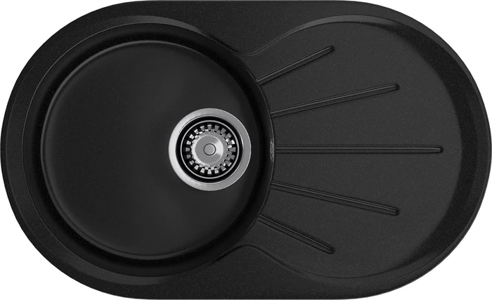 GRANFEST Мойка композит RONDO GF-R--750L чаша с крылом 750*460мм  черный арт.GF- R-750L черный
