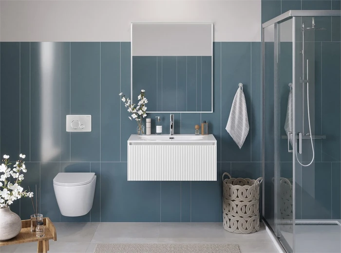 Тумба с раковиной подвесная с одним ящиком BelBagno ФОРМАТ (UNO) 80 Bianco Opaco, раковина BB-8099-80 UNO-800-1C-SO-BO;BB-8099-3-80