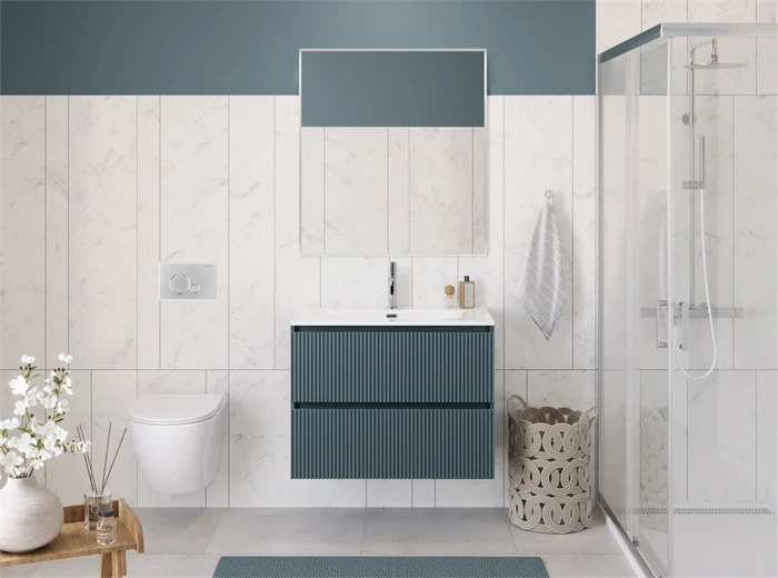 Тумба с раковиной подвесная BelBagno ФОРМАТ (UNO-MINI) 80 Голубой Матовый, раковина BB-8099-3-80 UNO-MINI-800-2C-SO-AO;BB-8099-3-80