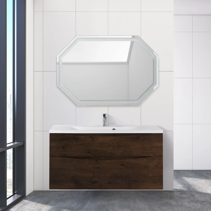 Тумба с раковиной подвесная BelBagno МАРИНА (MARINO) 110 Rovere Moro, раковина белая MARINO-H60-1100-2C-SO-RW-P;BB1100/450-LV-MR-PR