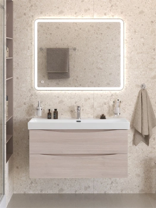 Тумба с раковиной подвесная BelBagno МАРИНА (MARINO) 100 Rovere Grigio, раковина BB-8078-100 MARINO-CER-N-1000-2C-SO-RG-P;BB-8078-100