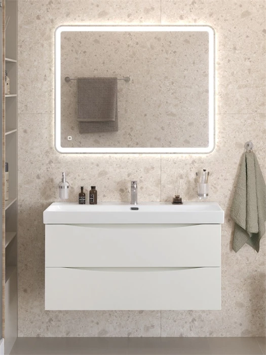 Тумба с раковиной подвесная BelBagno МАРИНА (MARINO)-N 100 Bianco Lucido, раковина BB-8078-100 MARINO-CER-N-1000-2C-SO-BL-P;BB-8078-100