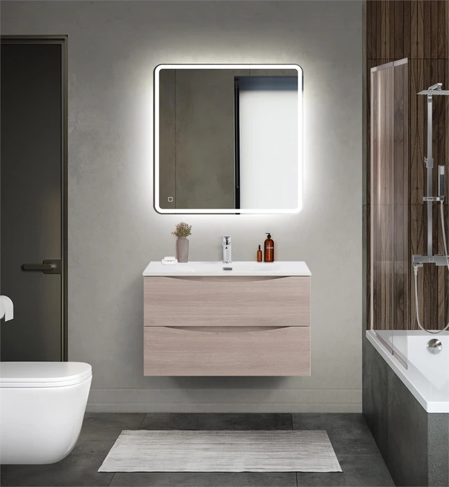 Тумба с раковиной подвесная BelBagno МАРИНА (MARINO) 80 Rovere Grigio, раковина белая MARINO-CER-MINI-800-2C-SO-RG-P;BB-8099-3-80
