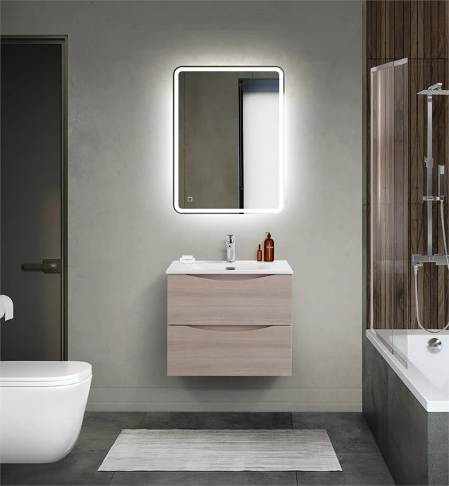 Тумба с раковиной подвесная BelBagno МАРИНА (MARINO) 60 Rovere Grigio, раковина белая MARINO-CER-MINI-600-2C-SO-RG-P;BB-8099-3-60