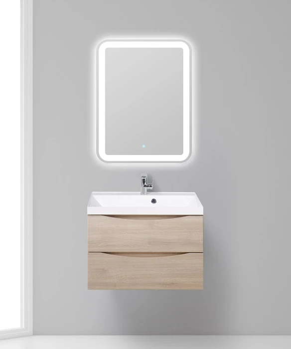 Тумба с раковиной подвесная BelBagno МАРИНА (MARINO) 70 Rovere Grigio, раковина белая MARINO-700-2C-SO-RG-P;BB700/450-LV-MR-AST