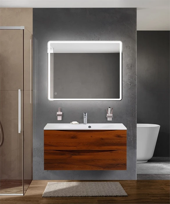 Тумба с раковиной подвесная BelBagno МАРИНА (MARINO) 100 Rovere Cillegio, раковина белая BB1000/450-LV-MR-FT MARINO-1000-2C-SO-RC-P;BB1000/450-LV-MR-FT