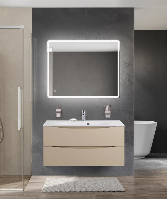 Тумба с раковиной подвесная BelBagno МАРИНА (MARINO) 100 Crema Opaco, раковина белая BB1000/450-LV-MR-FT MARINO-1000-2C-SO-CO-P;BB1000/450-LV-MR-FT