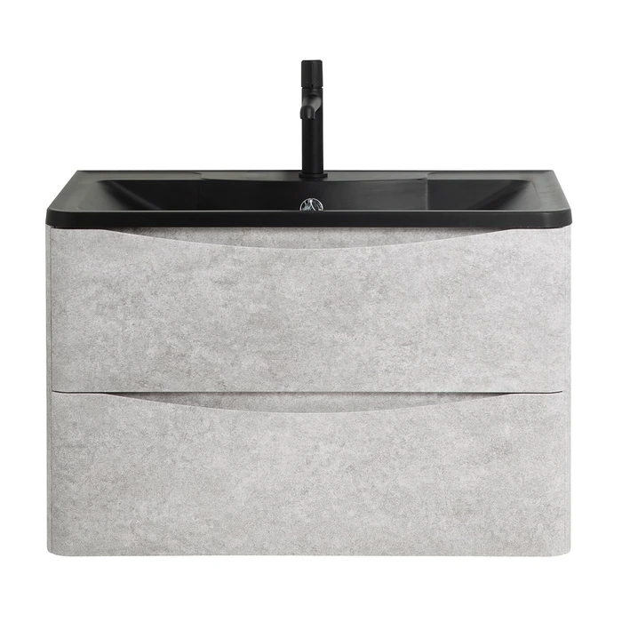 Тумба с раковиной подвесная BelBagno ИСТОЧНИК (ACQUA) 80 Cemento Verona Grigio, раковина чёрная ACQUA-800-2C-SO-CVG;BB800/455-LV-ART-ALR-NERO