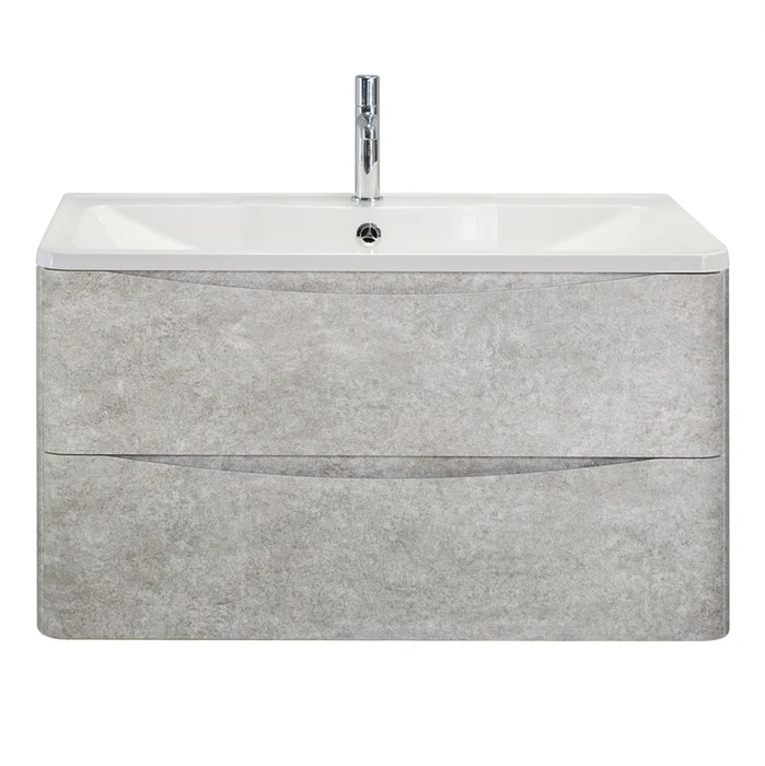 Тумба с раковиной подвесная BelBagno ИСТОЧНИК (ACQUA) 80 Cemento Verona Grigio, раковина белая ACQUA-800-2C-SO-CVG;BB800/455-LV-MR-ALR