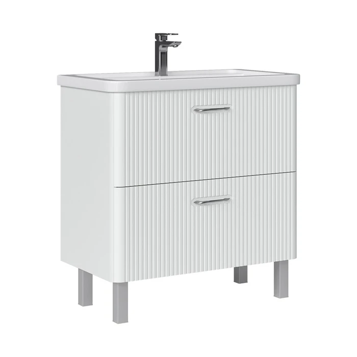 Тумба Свон/Swan 80, напольная, 2 ящ., бланж (под раковину 9898-80), VOLNA tnSWAN80.2Y-43