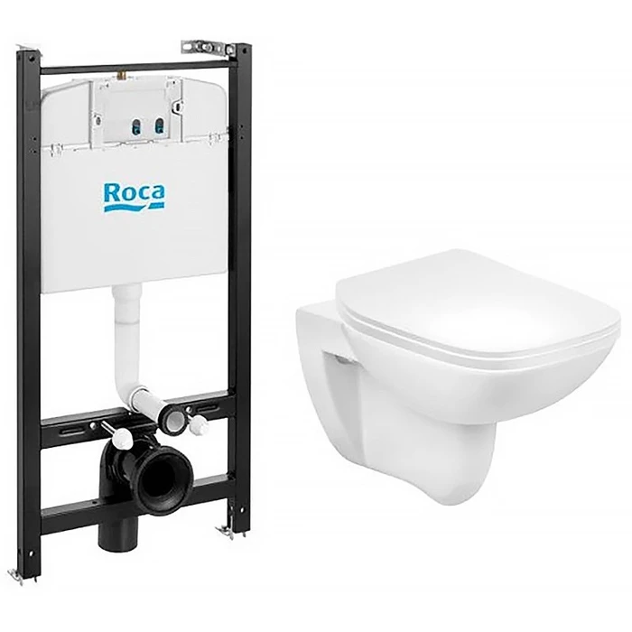 Инсталляция с подвесным унитазом Roca Debba Rimless быстросъемное сиденье микролифт, без клавиши смыва (7.8931.0.497.0) 7.8931.0.497.0