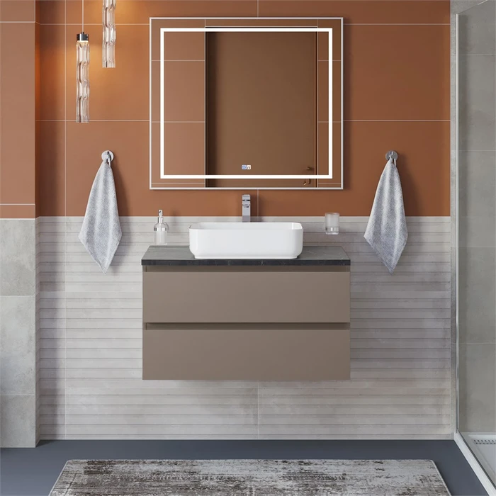 Тумба со столешницей подвесная BelBagno СТРУКТУРА (KRAFT) 80 Бежевый матовый, столешница KEP-80-MNO KRAFT-800-2C-SO-СO;KEP-80-MNO