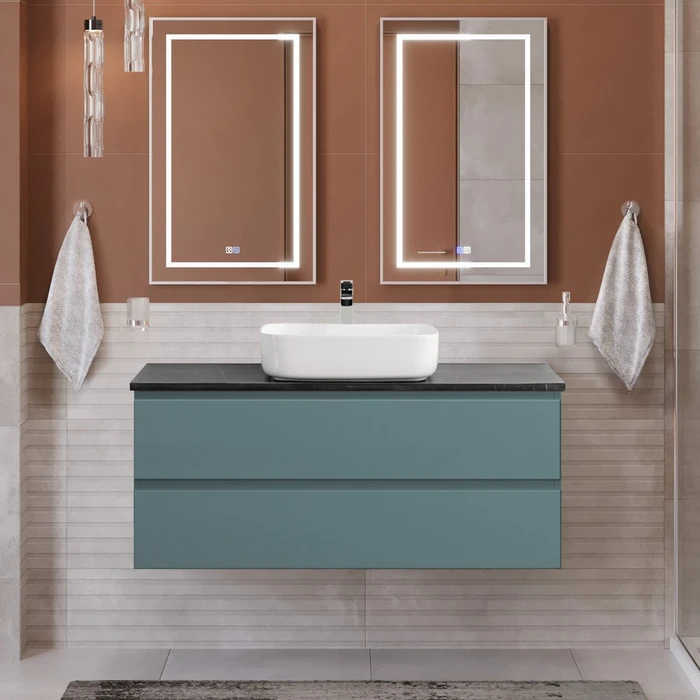 Тумба со столешницей подвесная BelBagno СТРУКТУРА (KRAFT) 120 Голубой Матовый, столешница KEP-120-MNO KRAFT-1200-2C-SO-AO;KEP-120-MNO