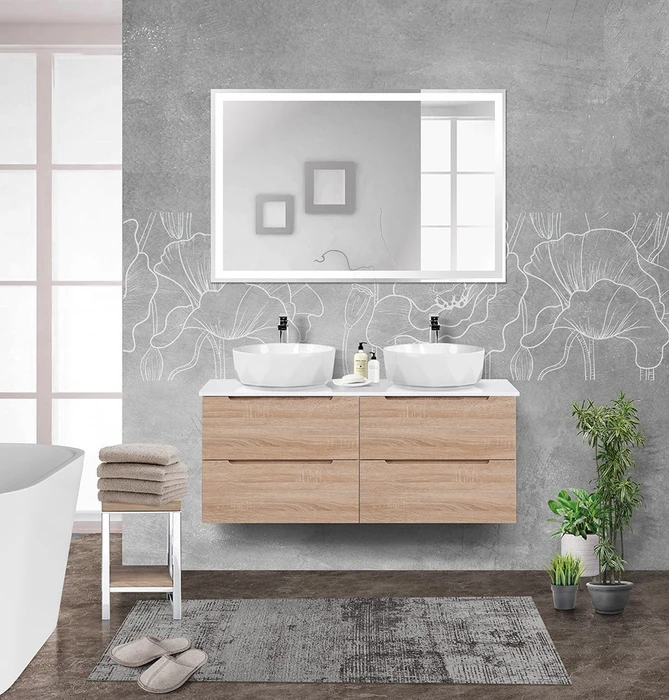Тумбы со столешницей подвесная BelBagno ЭТНА (ETNA) 120 Rovere Bianco ETNA-600-2C-SO-WO-P;EK-120-2-BL