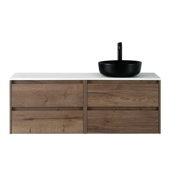 Тумба со столешницей подвесная BelBagno СТРУКТУРА (KRAFT) 120 Rovere Tabacco, раковина справа KRAFT-600-2C-SO-RT;EK-120-AS-BL-R